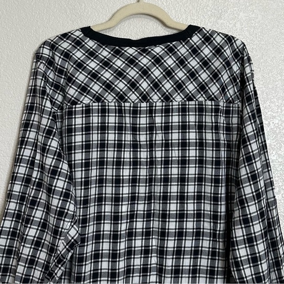 Torrid Black White Plaid Flannel Lace-Up Pockets Long Sleeves Shirt, Size 2X - Picture 6 of 11